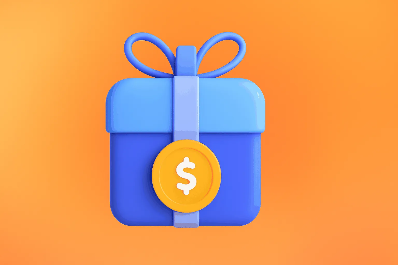 3D-Illustration Bonus Geschenk Casino Bonus Geschenk mit Dollarzeichen